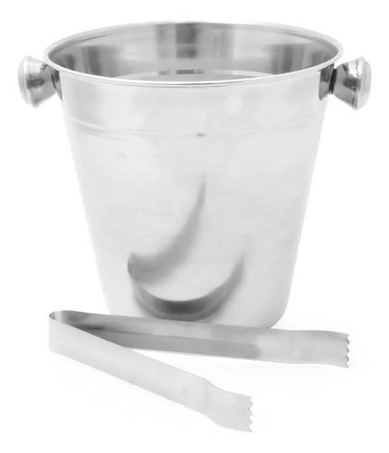 Balde De Gelo Inox Pequeno Com Pegador Cor Prateado