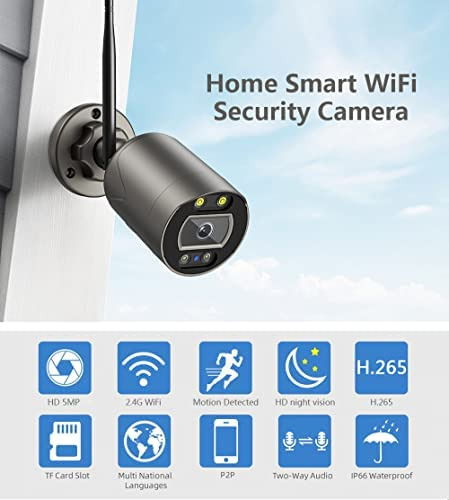 Eversecu Cámara De Seguridad Wifi Para Exteriores Hd 1080p C