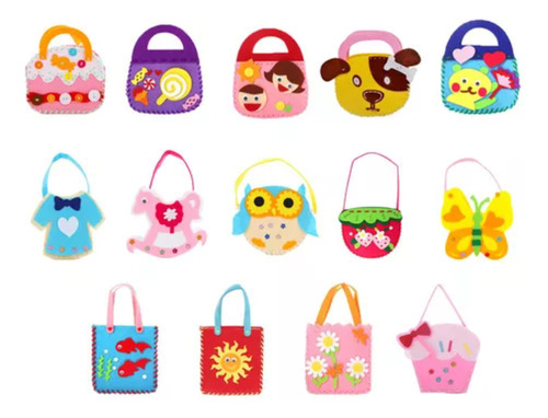 Kit De Costura De Bolsas De Fieltro Para Niños De 14 Piezas