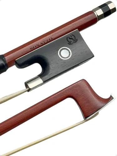 Arco De Violino 4/4 -marca Sonatto - Categoria Níquel - Crina Animal Natural - Octagonal - Equilibrado - Orquestra Marrom Escuro 4/4