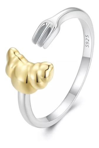 Anillo De Chef Pan Croissant, Tenedor En Plata 0.925