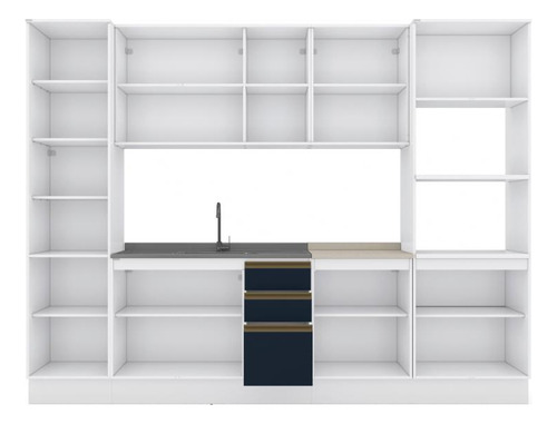 Cozinha Modulada Celeste Kappesberg 100% Mdf Azul 7 Peças