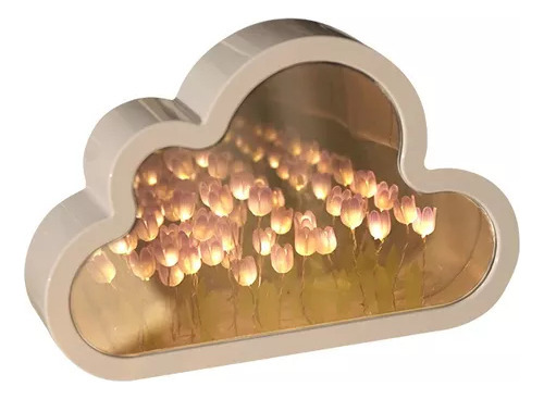 Luz Nocturna Con Espejo De Tulipán De Nube Para Dormitorio E