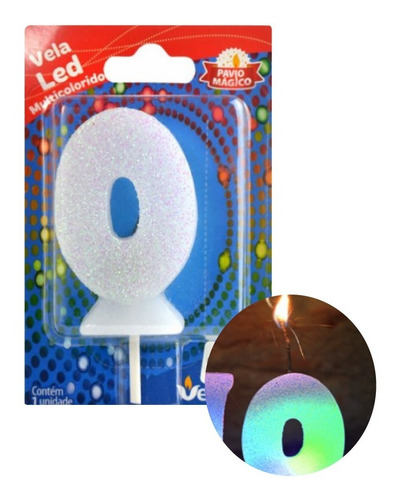 Imagem 1 de 3 de Vela De Aniversário Com Led Multicolorido
