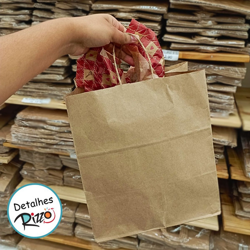 Sacola Papel 500 Un 26x23,5x17 Kraft Com Fundo Largo Cromus