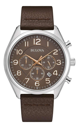 96b365 Reloj Bulova Clasico Cafe Color de la correa Café oscuro Color del bisel Plateado