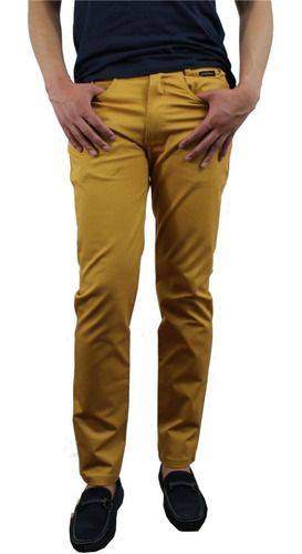 Pantalón Dril Elástico Tipo 5 Bolsillos Slim Fit Para Hombre