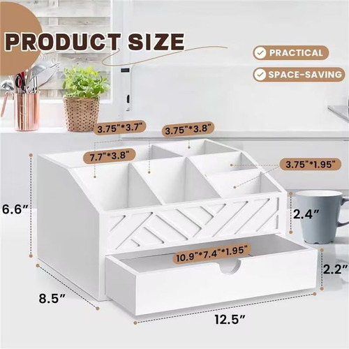 Organizador De Barra De Café Con Cajón De Madera