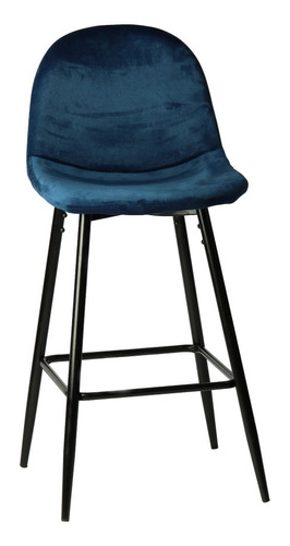 5 Sillas Tipo Banco Altas Oslo, Asiento De Gamuza Color de la estructura de la silla Azul