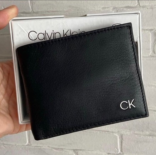 Cartera de cuero para hombre Calvin Klein, color negro