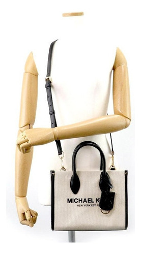 Bolsa Small Shopper Mirella Michael Kors 35s2g7zc5c Vainilla Acabado De Los Herrajes Dorado Color Negro