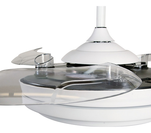Ventilador De Techo Boomer Andana blanco 42 pulgadas con luz Led de 3 tonos Aspas retráctiles Manejo por control remoto 6 velocidades Función Verano e Invierno Motor DC