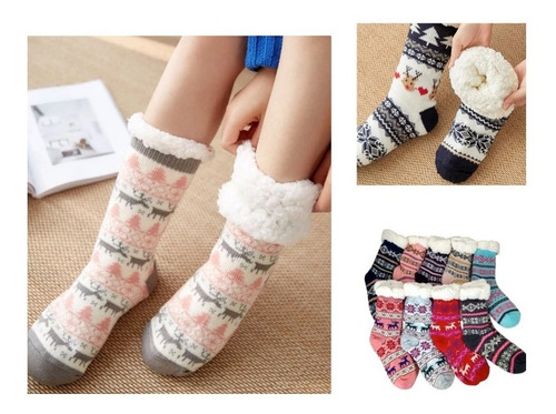 Imagem 1 de 8 de Meia Pantufa Inverno: Lã Forrada Com Pelúcia Antiderrapante