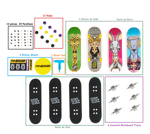 Kit Skate De Dedo Tech Deck Com 4 Meow Sunny 2891