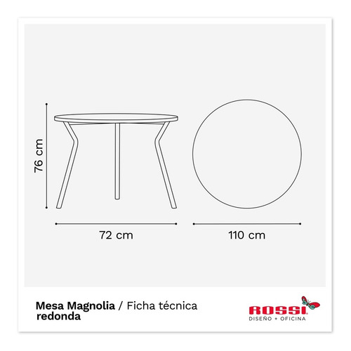 Imagen 2 de 6 de Juego De Comedor Magnolia Redonda Con 4 Sillas Rio Black