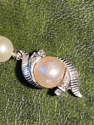 Collar De Perlas Con Broche De Oro Blanco C Brillantes (Usado)