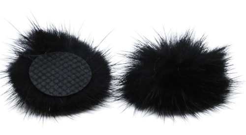 10 Aplique Pompom Pelúcia Felpudo Para Colagem 30mm - Preto