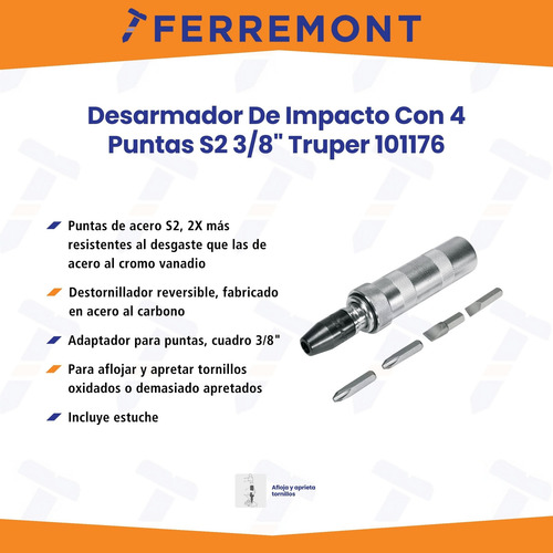 Desarmador De Impacto Con 4 Puntas S2 3/8 Truper 101176