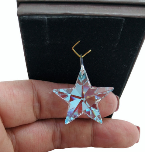 Pingente Estrela Cristal Swarovski 2,8 Cm Blue Ab Prata 925