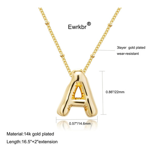 Ewrkbr Collar De Letras De Oro De Burbujas Para Mujeres,