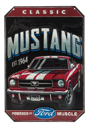 Ford Classic '66 Mustang - Letrero De Metal En Relieve, Letr