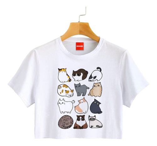 Blusa Dama Gatos Mascotas Gatitos Colores Playera Crop #757