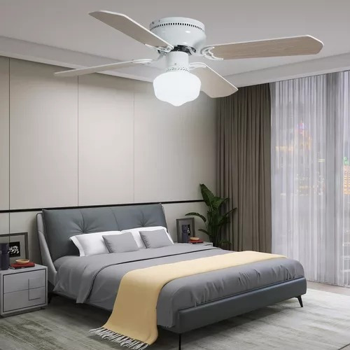 Ventilador De Techo Abanico Con Luz Y Control Remoto 42inch 1.06 M 62w Blanco Café Madera 4
