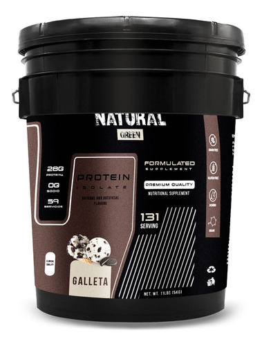 Proteina Whey Isolate Hidrolizada Natural Green 5kg 131 Serv Galleta