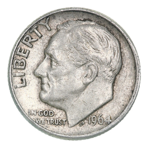 4) 1964 D Roosevelt Dime Plata 10 Centavos Xf Antigua Ley 90