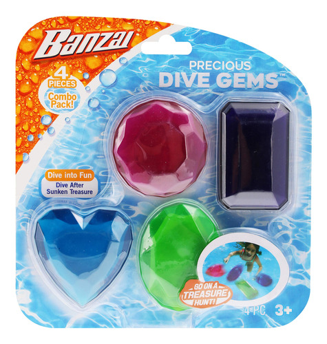 Banzai Precious Dive Gems 4 Paquete, Juguete De Buceo Para A