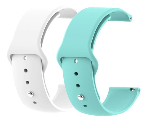 2x Pulseira Compatíveis Com Galaxy Active2 44mm 1 Capa Case Cor Verde Água - Branca Largura Da Pulseira 20 Mm