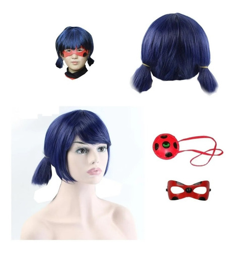 Peruca Ladybug Miraculous + Máscara