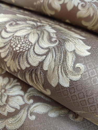 Imagem 3 de 8 de Papel De Parede Rolo Importado Textura Damask Alto Padrão