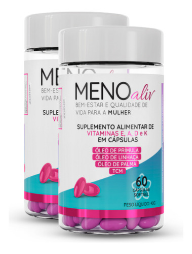 2un Meno Aliv® Com Vitaminas A, D, E E K 60 Cápsulas