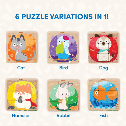 Juego De Cubos De Rompecabezas 6 En 1 Mascotas