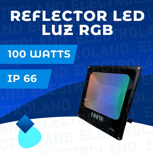 Imagen 2 de 10 de Reflector Rgb Led Exterior 100w Con Control Remoto Colores