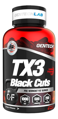 Tx3 Black Cuts X 60 Caps Gentech Con Cla Y Carnitina 