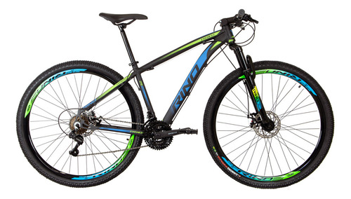 Bicicleta Rino Everest 29 Freio Disco 21v Câmbios Shimano Cor Azul/verde Tamanho Do Quadro 15