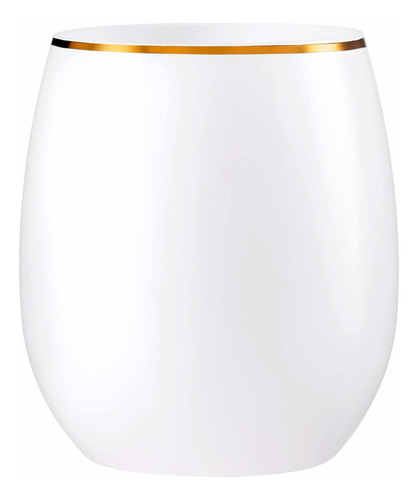 Elegantes Copas De Vino Blanco Sin Tallo Con Borde Dorado -