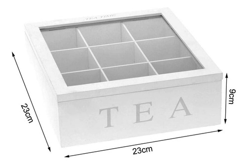 Caja De Té De Madera Con Organizador De Tapa De Café