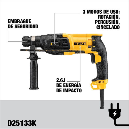 Rotomartillo Sds Plus 800w Dewalt D25133k-b2c Color Amarillo