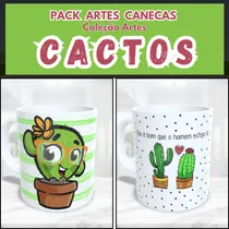 Comprar Artes Digitais Para Sublimação Em Canecas Tema Cactos E Flor