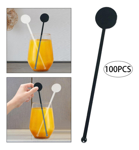 4 X 100 Agitadores De Café, Paletas Para Mezclar, Negro