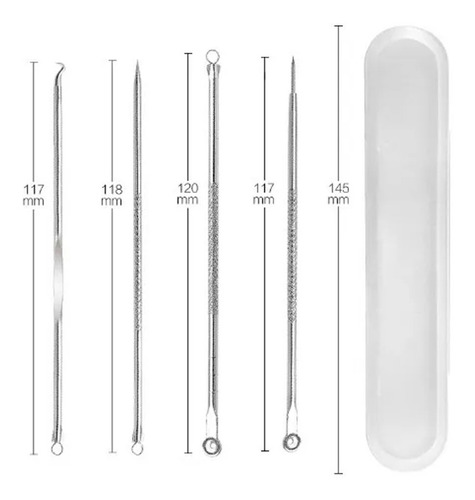Imagen 5 de 7 de Kit Removedor Extractor Puntos Negros Espinillas Acne 4 Pzs