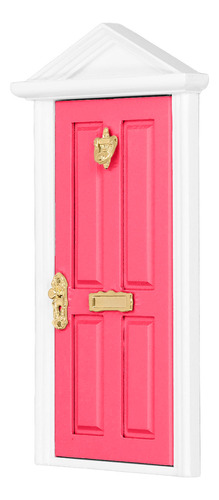 Modelo De Casa De Muñecas Rosa Con Puerta Pequeña De Madera