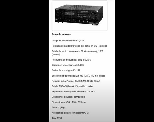 Imagen 7 de 7 de Amplificador Receiver Sony Gx57es No Technics Pioneer Denon