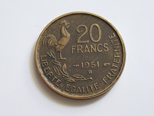 Monedas X 2 Francia 1951 20 Francs Ceca B Beaumont-le-roger