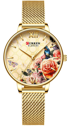 Curren 9060 - Reloj De Cuarzo Para Mujer, Diseño De Flores