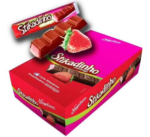 Chocolate Stikadinho Morango Neugebauer Chocolates 12g- 32un