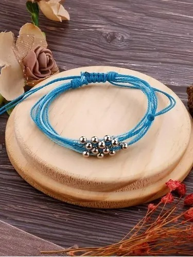 Pulsera De Hilo Rojo Azul En Capas Cuentas Protección Suerte